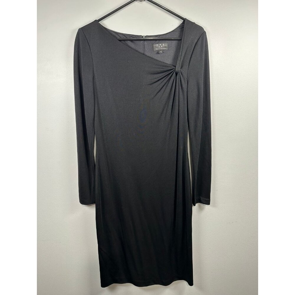 David Meister Womens Long Sleeve Dress Black Size 10 Classic Modest Stretch